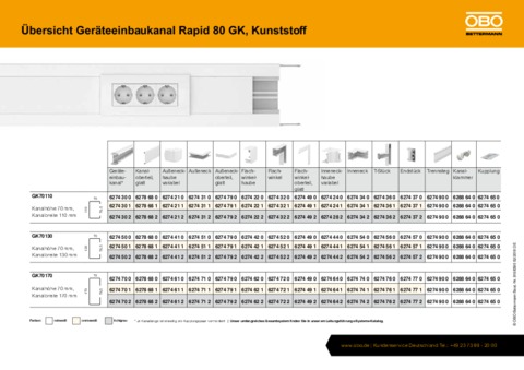 Übersicht Geräteeinbaukanal Rapid 80 GK, Kunststoff