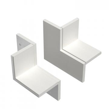 Kit de raccord sur mur deux côtés pour montage en angle, hauteur de goulotte 80 mm, blanc pur