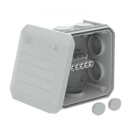 Scatola di derivazione T 40, con ingressi e morsettiera 77x77x46 | 7 | IP56 | grigio chiaro; RAL 7035